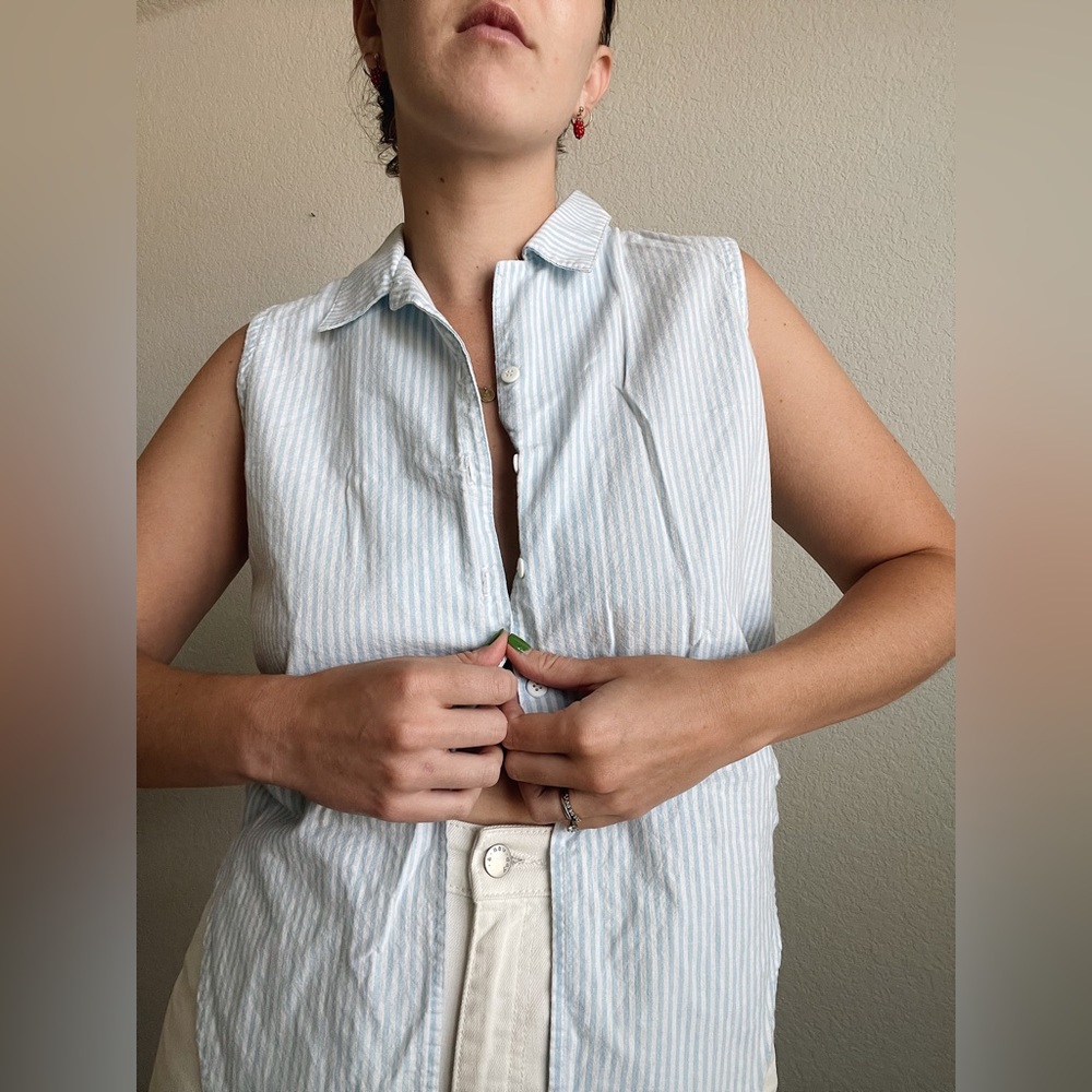 VTG Kelly Striker baby blue stripe crop